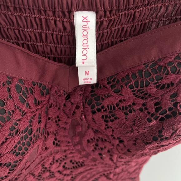 Xhilaration Burgundy Wine Flirty Lace Dress - Picture 3 of 4